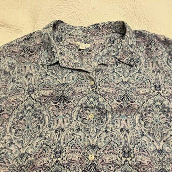 J. Jill Blue Linen Button Down Shirt - Picture 1 of 6